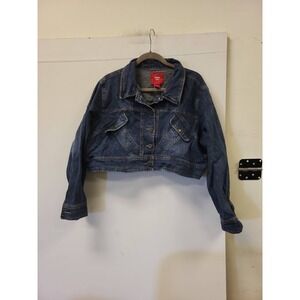 Miss Lili Womens Denim Jacket 3X Plus Size Blue Cotton Blend Button Jean